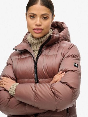 Куртка-пуховик Superdry с капюшоном цвета мускатно-коричневого цвета с отливом