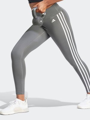 Серые леггинсы Adidas Train Essentials 3-Stripes с высокой талией, 7/8