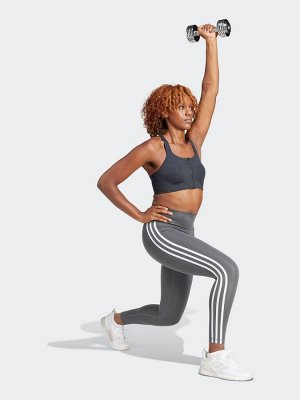 Серые леггинсы Adidas Train Essentials 3-Stripes с высокой талией, 7/8