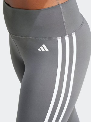 Серые леггинсы Adidas Train Essentials 3-Stripes с высокой талией, 7/8