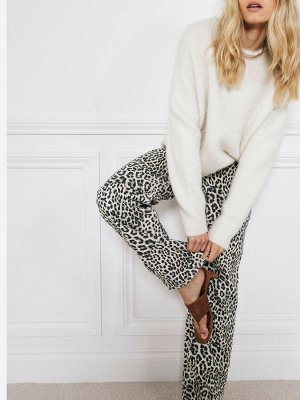 Джинсы River Island с высокой посадкой, прямого кроя, с леопардовым принтом, 100% хлопок
