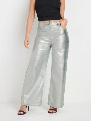 Джинсы PixieGirl Petite из 100% хлопка, серебристые, широкие