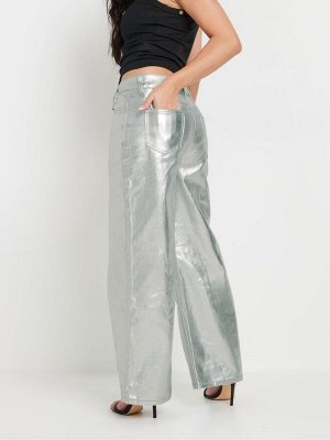 Джинсы PixieGirl Petite из 100% хлопка, серебристые, широкие