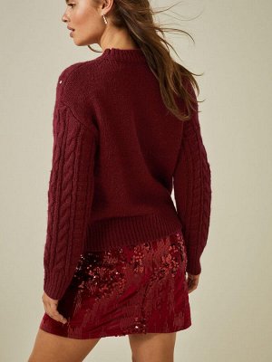 Berry Red - Кабельный джемпер с отделкой из драгоценных камней