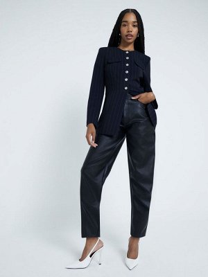 River Island Barrel Fit брюки из искусственной кожи с мехом