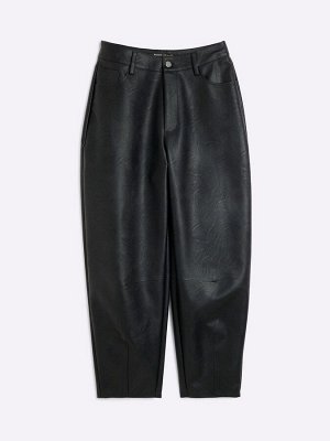 River Island Barrel Fit брюки из искусственной кожи с мехом