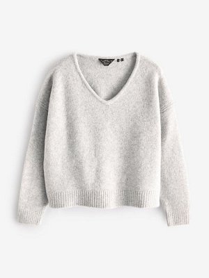 Светло-серый Twist - Джемпер Superdry Oversize с V-образным вырезом
