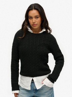 Черный - Джемпер Superdry Fitted Cable Crew Neck