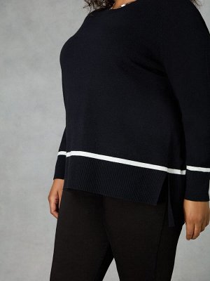 Черный - Джемпер Live Unlimited Stripe Hem с круглым вырезом