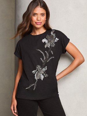 Футболка с декоративным рисунком Lipsy