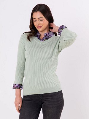 Lakeland Clothing Green Thea 2 в 1 рубашка 100% хлопок джемпер
