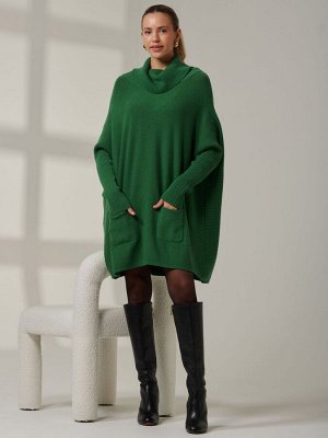 Зеленый - Свободный трикотажный джемпер Jolie Moi с отворотом