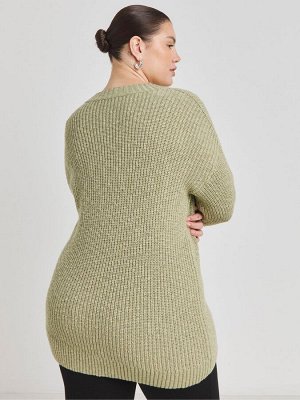 Simply Be Boucle Длинный вязаный джемпер с V-образным вырезом