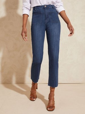 Укороченные джинсы Love & Roses Slim Blue средней выцветания