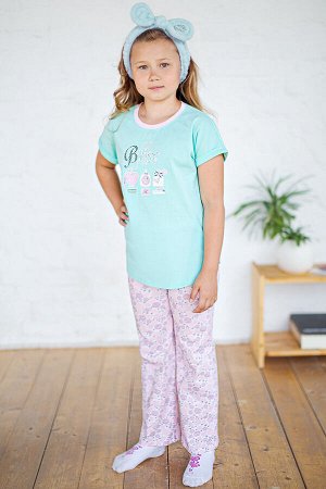Пижама детская из кулирки Барби ментол