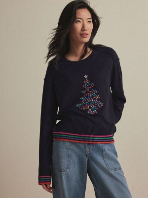 Navy Blue Tree - Вязаный рождественский джемпер