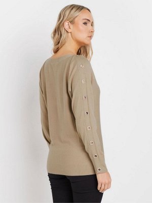 Натуральный - Длинный высокий свитер Sally Eyelet Batwing