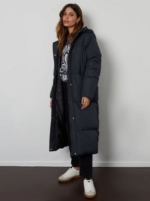Длинное стеганое пальто с капюшоном Threadbare