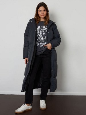 Длинное стеганое пальто с капюшоном Threadbare