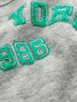 Серый New York Sloagn Graphic - 2-в-1 Smart Shirt Layer Knitted Джемпер из 100% хлопка