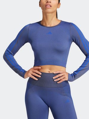 Синий - футболка adidas Knit с длинным рукавом