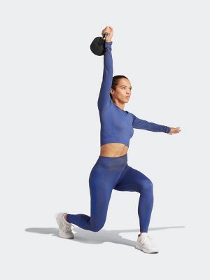 Синий - футболка adidas Knit с длинным рукавом
