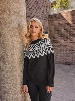 Черный - Джемпер PixieGirl Petite Fairisle