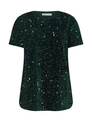 Зеленый - Футболка Yours Curve London из бархата с пайетками