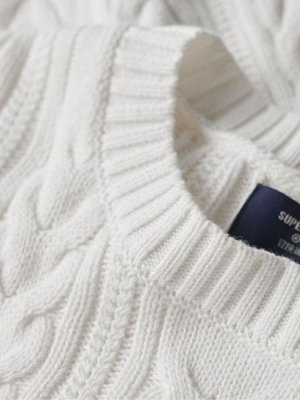 Белый - джемпер с заниженной линией плеч из 100% хлопка Superdry