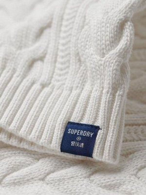 Белый - джемпер с заниженной линией плеч из 100% хлопка Superdry