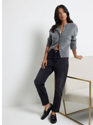 Джинсы River Island Mom Petite с высокой талией и рельефной посадкой, 100% хлопок