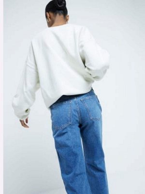 Джинсы River Island Slim с высокой талией, прямые, эластичные, 100% хлопок
