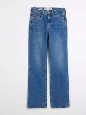 Джинсы River Island Slim с высокой талией, прямые, эластичные, 100% хлопок