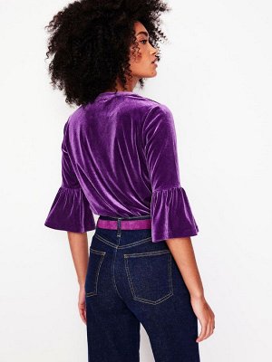 Топ из бархата Boden Notch Neck с оборками
