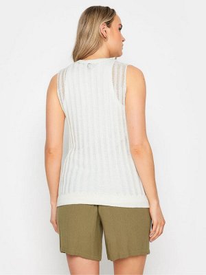 Длинный высокий Sally LTS Tall Ivory White вязаный крючком жилет-топ