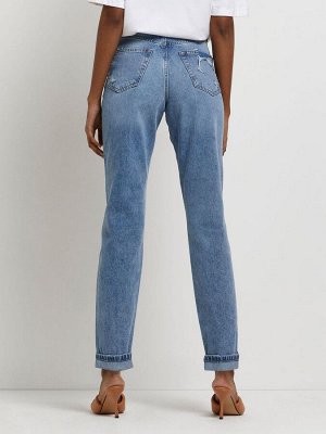 Джинсы River Island Blue Mom с высокой талией и рваными краями