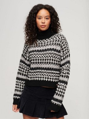 Черный - укороченный трикотажный джемпер Superdry с воротником-стойкой