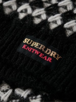 Черный - укороченный трикотажный джемпер Superdry с воротником-стойкой