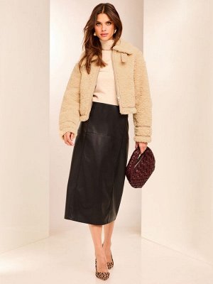 Camel - Lipsy Shearling Biker Jacket