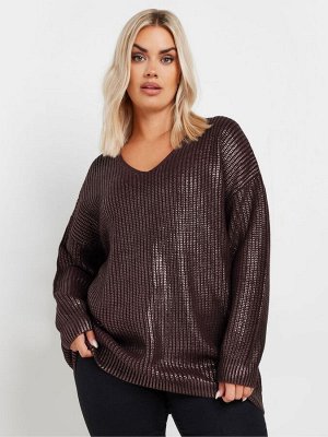 Фиолетовый - Yours Curve Foil Knit джемпер