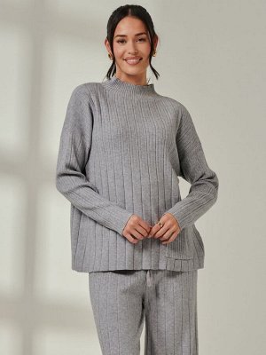 Серый - джемпер Jolie Moi Knitted Ribbed Mockneck