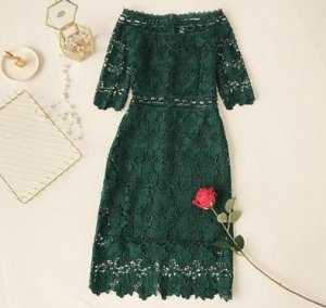 Кружевное платье,зелёный