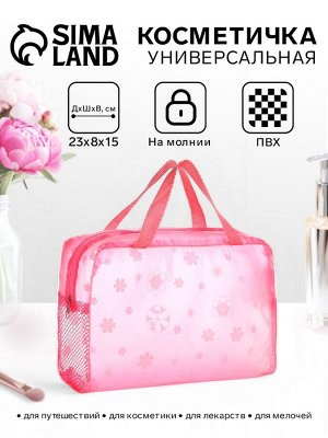 Косметичка-сумочка на молнии для бассейна, с ручками, с рисунком, розовая