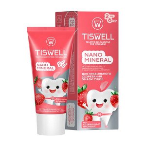 TISWELL зубная паста детская реминерализующая от кариеса с наногидроксиапатитом и фтором Клубничный пломбир 2–6 л 60 гр