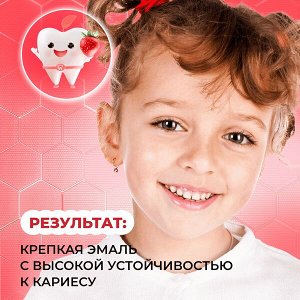 TISWELL зубная паста детская реминерализующая от кариеса с наногидроксиапатитом и фтором Клубничный пломбир 2–6 л 60 гр