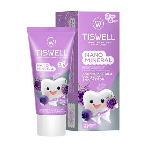 TISWELL зубная паста детская реминерализующая от кариеса с наногидроксиапатитом и фтором Ягодный зефир от 2–6 лет 60 гр