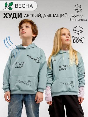 Худи детское с капюшоном Amarobaby Slang, мятный