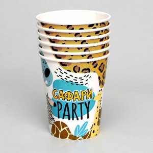 Набор бумажной посуды одноразовый «Сафари Party», 6 тарелок, 6 стаканов, 6 колпаков