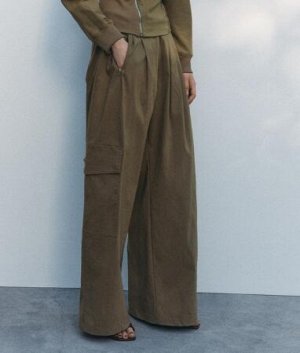 БРЮКИ RELAXED-FIT С ЗАЩИПАМИ, арт. 1165208 , хаки