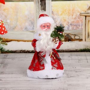 Дед Мороз "В красной шубке с подарками" двигается с подсветкой, 30 см